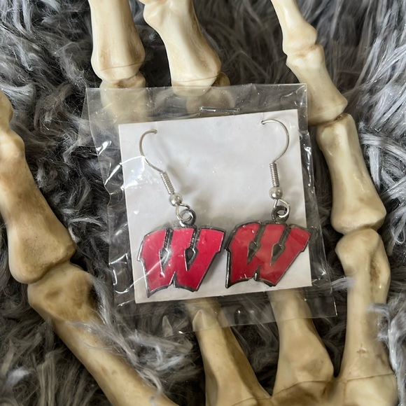 Wisconsin Badgers earrings French hook college football fandom NEW 🦡❤️ - Picture 1 of 2
